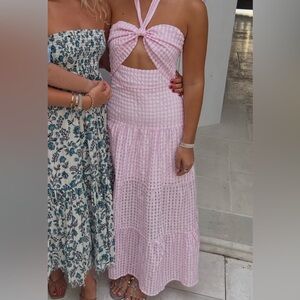 Pink Gingham Women Dress